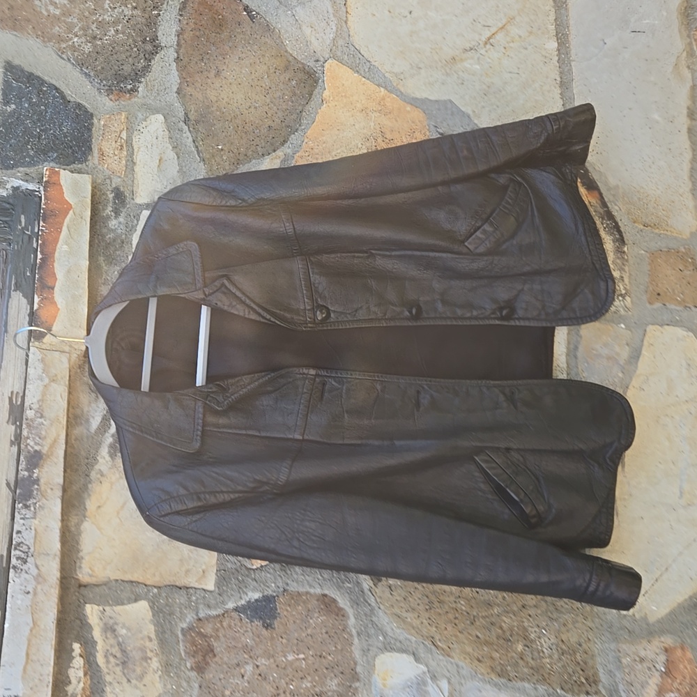 Vintage rockabilly, Western Car Coat,  notched collar, black leather jacket